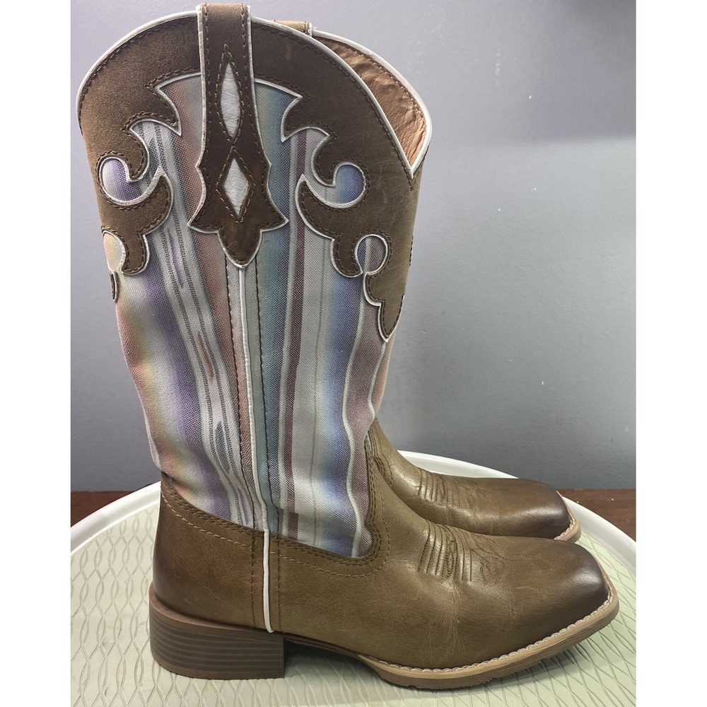 Justin Womens Leather Lattie Brown Cowboy Boots Cowgirl Riding‎ Biker 9.5B NWT - Picture 4 of 13